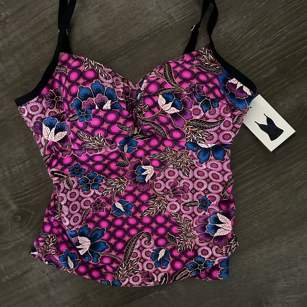 Christina Pink and Blue Floral Swim Top
